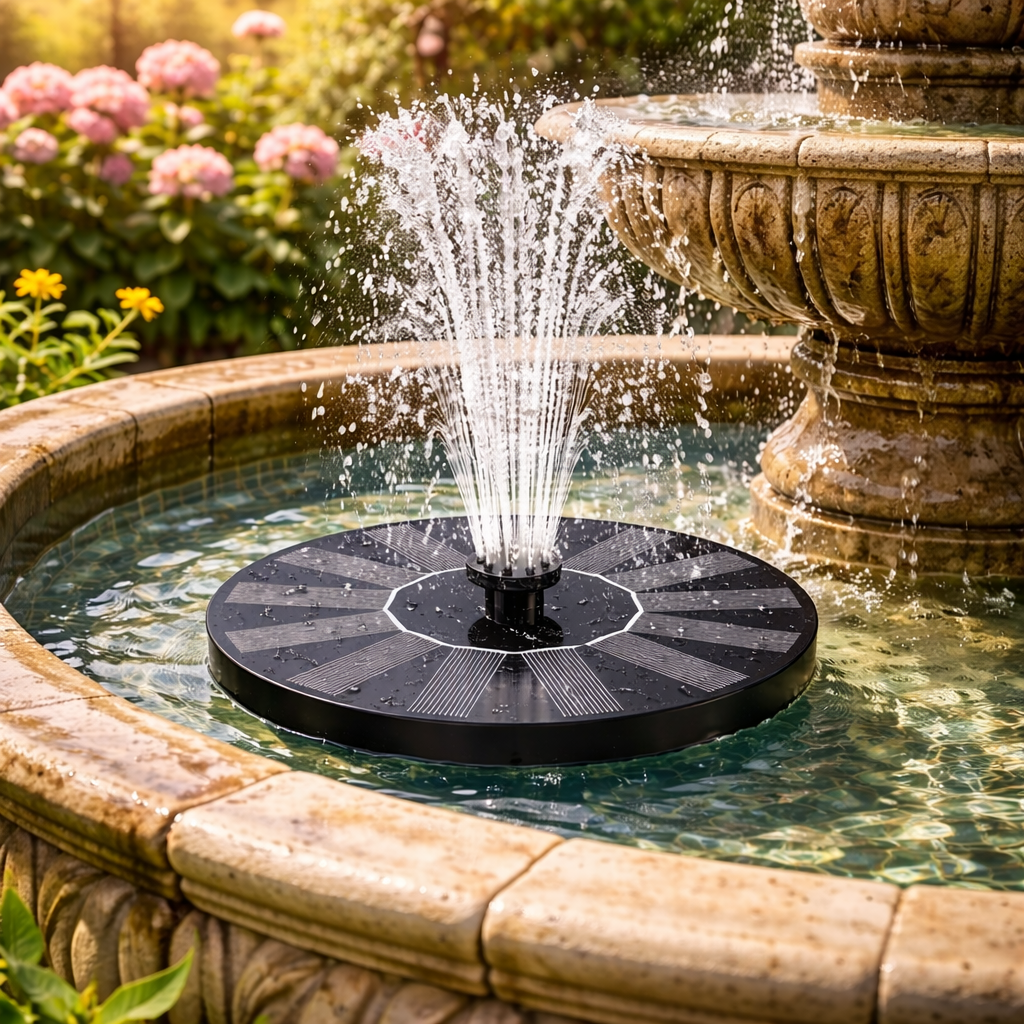 Solar Fountain with Rechargeable Battery